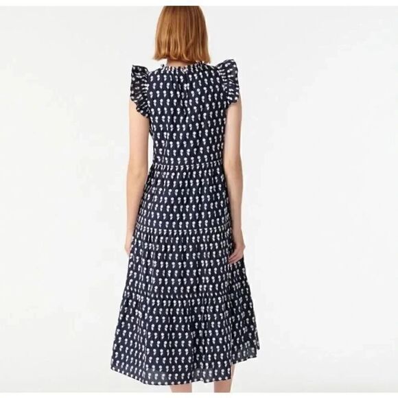 J Crew Milk Maid Sleeveless Blue Tiered Cotton Voile Maxi Dress SZ MT #1493 - Picture 2 of 16